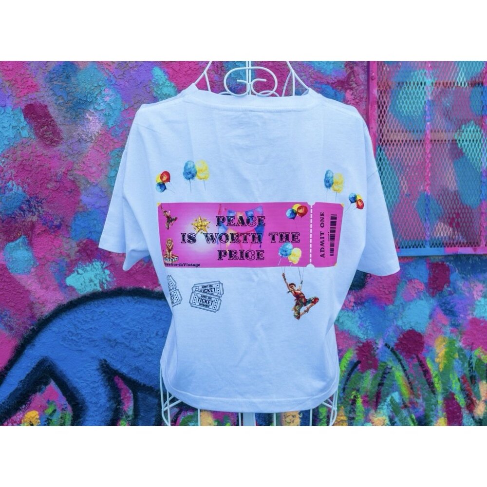 PEACE Is Worth The Price (c) Crop T Shirt - Medium (Purple)